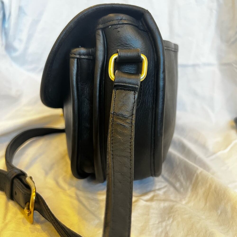 Vintage Coach Prairie Black Leather Crossbody Bag 9954 with Brass Hardware - Picture 3 of 14